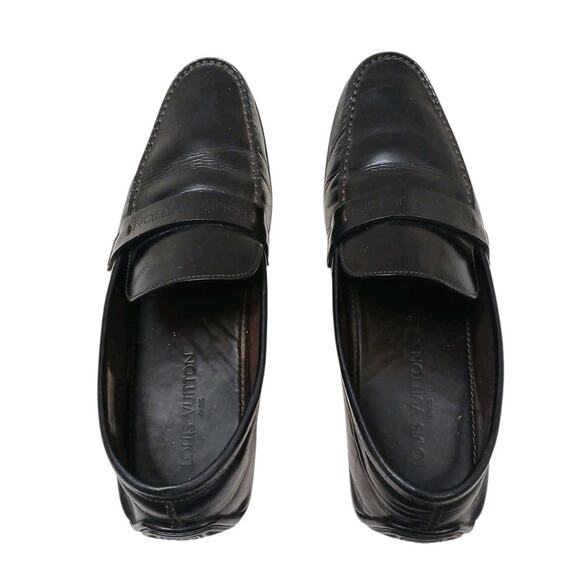 Louis Vuitton Loafer Tulum Dress Shoes Mens Sz 11 Black Leather Perforated Logo main image 13